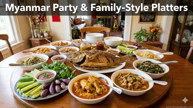 Myanmar Party Platters for US Kitchens: Family-Style Ideas